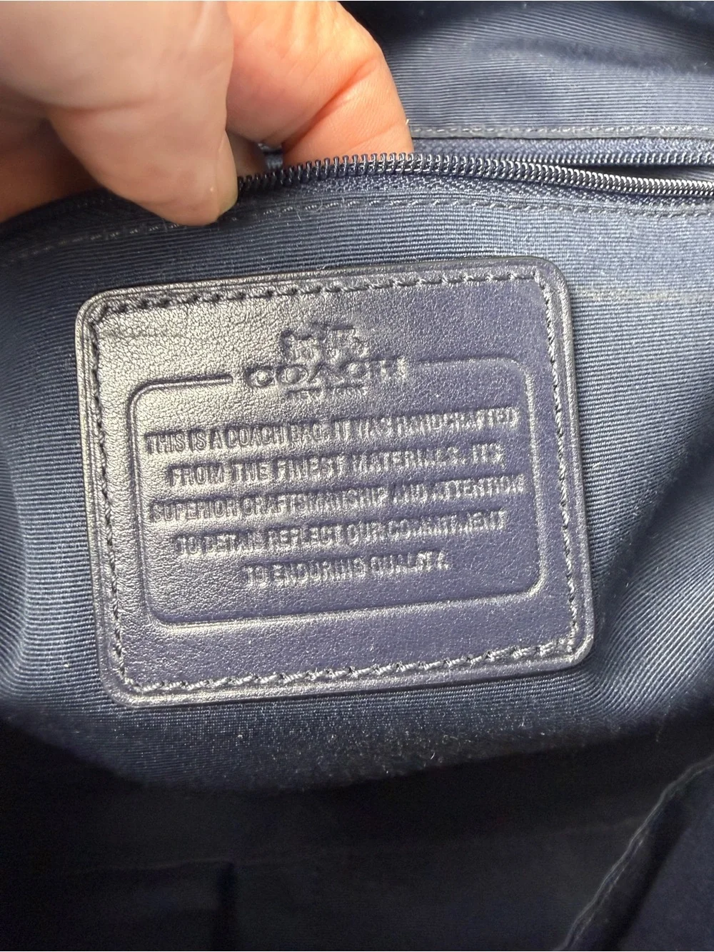 Coach Colette Navy/Midnight Blue Leather Carryall Satchel Bag + Crossbody Strap